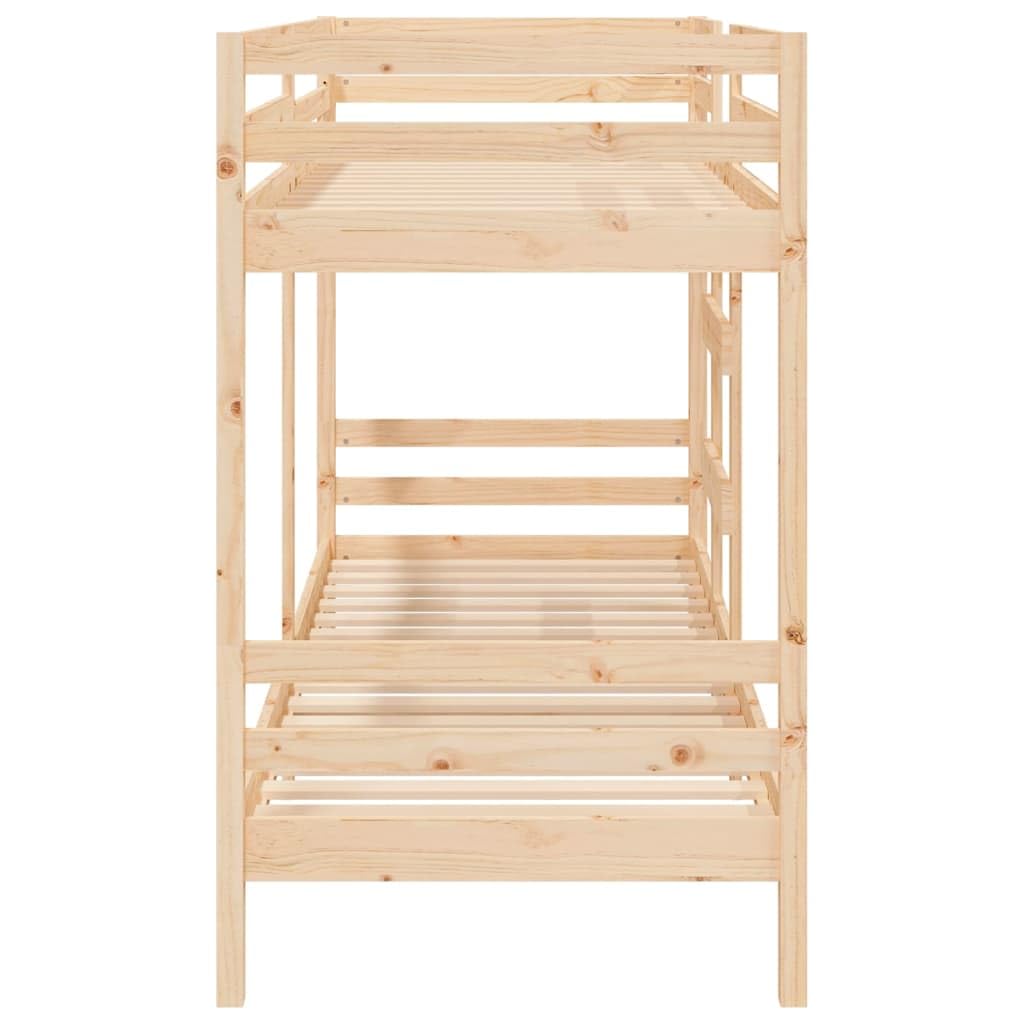 Litera de madera maciza de pino de 90 x 200 cm, diseño que ahorra espacio, barandillas seguras, marco de cama de color natural para habitaciones de niños y jóvenes, muebles duraderos