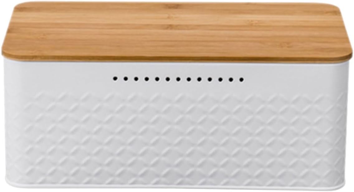 Iron Bread Box with Lid Large Countertop Bread Bin for Kitchen Storage Metal Food Container and Snack Organization