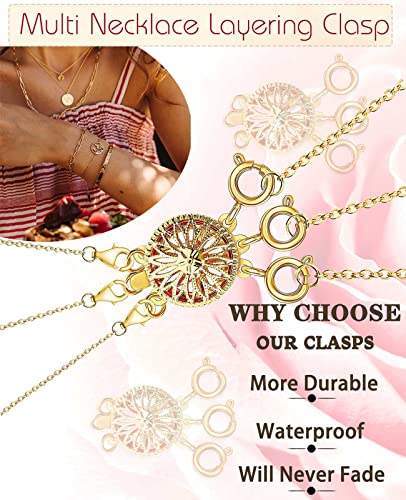 Necklace Layering Clasps Separator For Women 14K Gold & Silver Tangle Free Safety Jewelry Locking Clasp Converter Chain Extender #TOP2