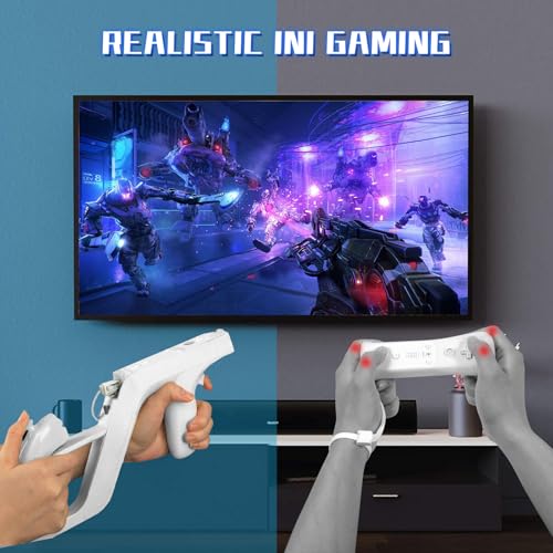 Image of GLCONN Wii Remote Controllers Shooting Game Wii u Zapper Gun Grip-Wii & Wii U Remote Game Suitable Hunting Guns for Wii Accessories,White,2 Pack