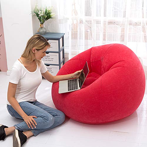 Sofá inflable esférico rojo LONEEDY de felpa suave para adultos y niños 4