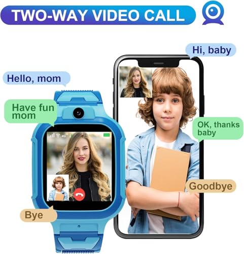 Image of BIGASUO 4G Kids Smart Watch GPS Tracker - Smartwatch with Two Way Call Video Calling Voice Chat SOS Class Mode Stopwatch Pedometer Games Wi-Fi Touch Screen Alarm Clock Smartwatches (BG71)