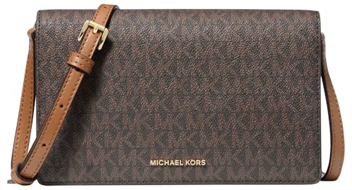 Michael Kors Women's Jet Set Medium Flap Crossbody Bag, Gold-Tone Hardware/Brown/Acorn