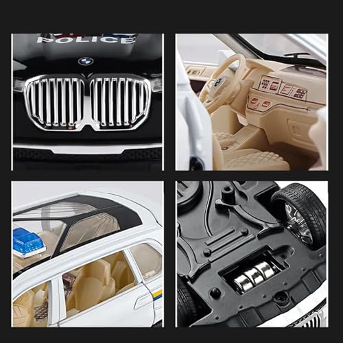 Image of 1:24 Scale Big BMW X7 Police Toy Car | Metal Pullback Diecast Car for Kids with Openable Doors, Sound, Light Effects Toy for Car Enthusiasts (Color As Per Available),white