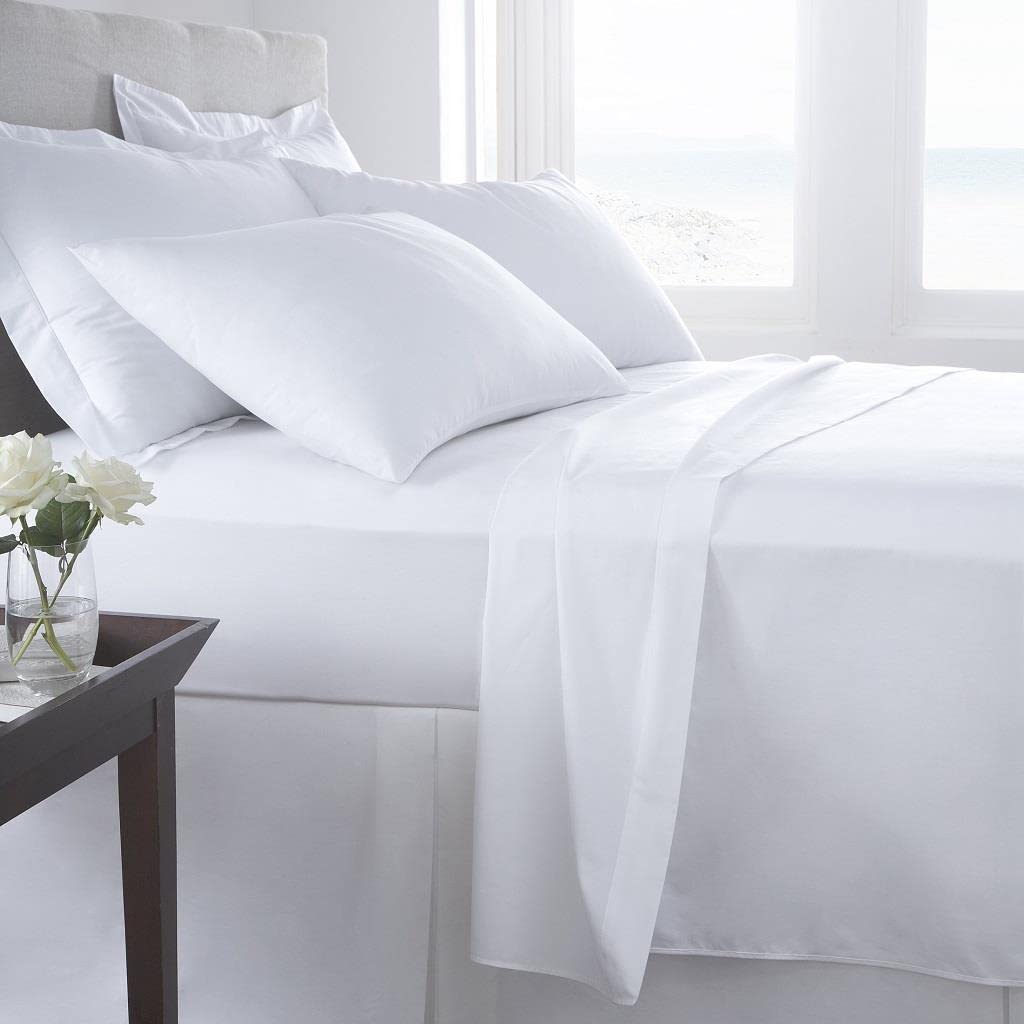 HomeSpace Direct 400 Thread Count 100% Egyptian Combed Cotton Fitted Sheets White Single