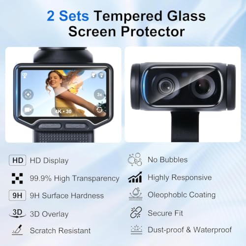 Image of M.G.R.J Tempered Glass Screen Protector for Insta360 Luna Ultra Gimbal Camera (Set of (2) Screen Tempered Glass & (2) Lens Protector) (Transparent)