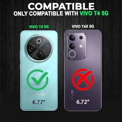 Image of AESTMO Armor Back Cover for Vivo T4 5G / iQOO Z10 5G | Ring Holder & Kickstand & Camera Protection in-Built | 360 Degree Protection Back Case Cover (Black)