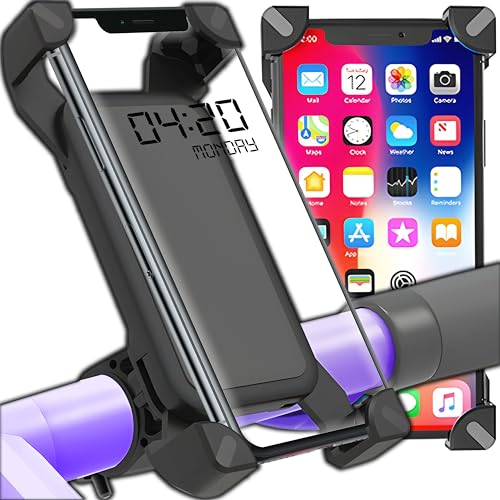 Retoo Soporte Movil Bicicleta, Soporte para teléfono móvil, Manillar para Moto y Scooter, Manillar de Bicicleta para iPhone, Huawei, Samsung, Xiaomi, Negro (4-7 Pulgadas)