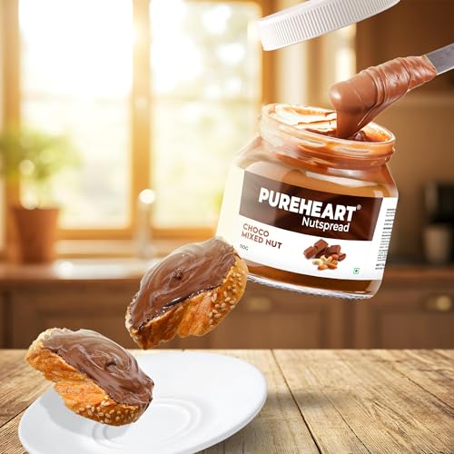 Image of PUREHEART Choco Mixed Nut Spread (110 gm) | Nutty, Smooth and Creamy Chocolate Spread for Breakfast - No. 1 Exporter of Roasted Nuts