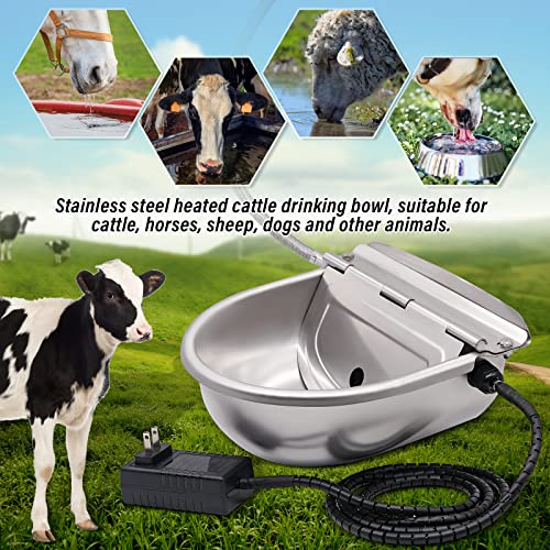 Khearpsl Automatic Heated Dog Bowl Thermal-Bowl Livestock Waterer Water Trough Stainless Steel Auto Waterer For Chicken Dog Cattle Horse Pig Goat (Waterer+Pipe+Connector+Screw) #TOP6