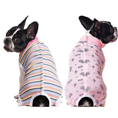 Image of 2 Packs Pet Dog Recovery Onesie Suit for Dogs Cats After Surgery,Dog Abdominal Wounds Bandages Cone E-Collar Alternative. (Navy, XS)