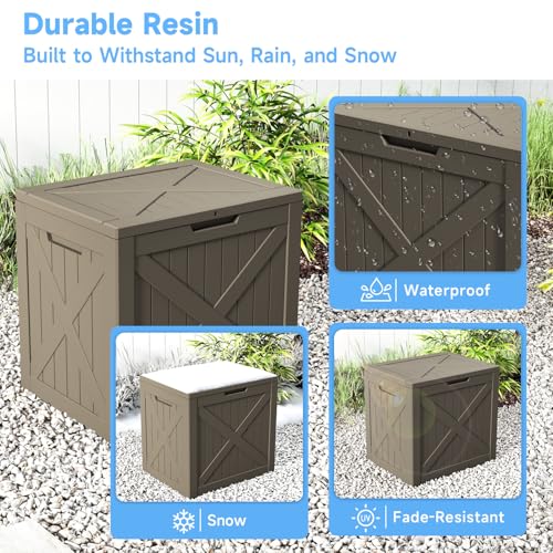 Image of 40 Gallon Outdoor Storage Box Waterproof, UV Resistant Resin Deck Box for Patio Furniture, Outside Storage Box for Garden Tools, Patio Cushions, Grey