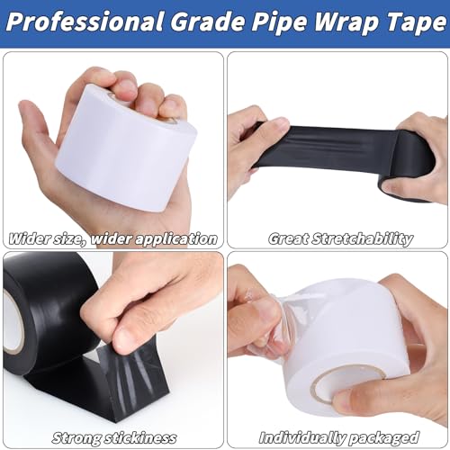 Image of Oleitodh 6 Pack Electrical Tape 2 in x 66 ft Waterproof Vinyl Electrical Insulating Tape High Temperature Resistance Electric Tape Under 600V Home Outdoor Multipurpose(White+Black)