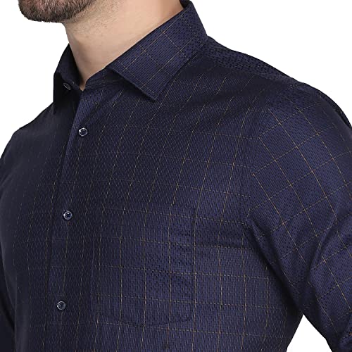 Image of blackberrys Checks Cotton Slim Fit Mens Work Wear Shirt