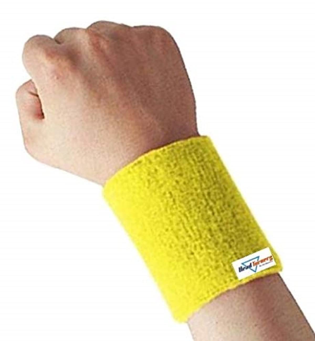 HeadTurners Sweat Band Wrist Band/Wrist Support for Gym, Cricket, Running and Sports Activities 5 inches- (Yellow, 1 pc) (B08VNQXB79) Amazon Price History, Amazon Price Tracker