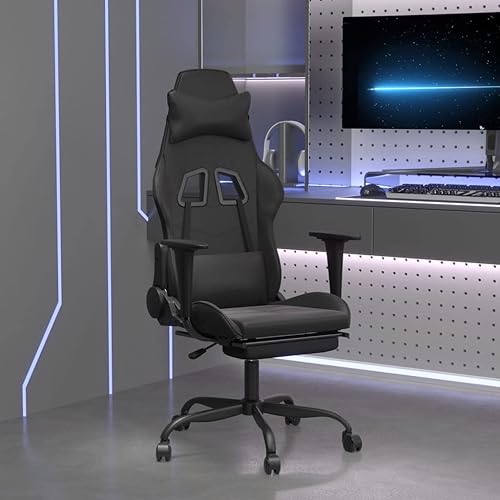 RMPOOML Dynamic Gaming Chair,E-Sports Chair,Comfortable Office Chair,Computer Chair,Massage Gaming Chair with FootstoolBlack Faux Leather for