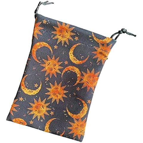 Kashine Tarot Bags and Pouches - Tarot Cards Bag with Drawstring - Board Game Embroidery Drawstring Tarot Bag - Novel Tarot Card & Dice Storage Bag Cover