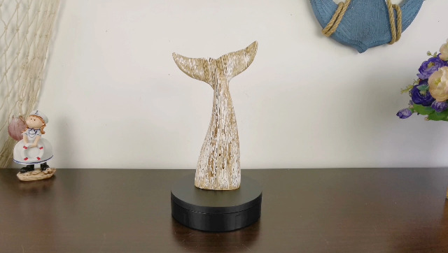 Estatua de cola de ballena de madera y metal 8.5" miniatura 7