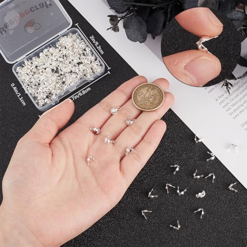 Beebeecraft 1 Box 200Pcs Bead Tips 304 Stainless Steel Crimp Beads for Jewelry Making (7x4x1.2mm), Silver, 7x4mm - Image 3