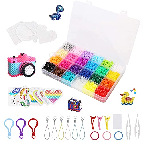 2400 Fuse Beads Set mit 24 Farben Beads, Hyacinthy Bügelperlen DIY Fusion Beads Geschenk inklusive Zubehör für Kinder, 5mm Cover