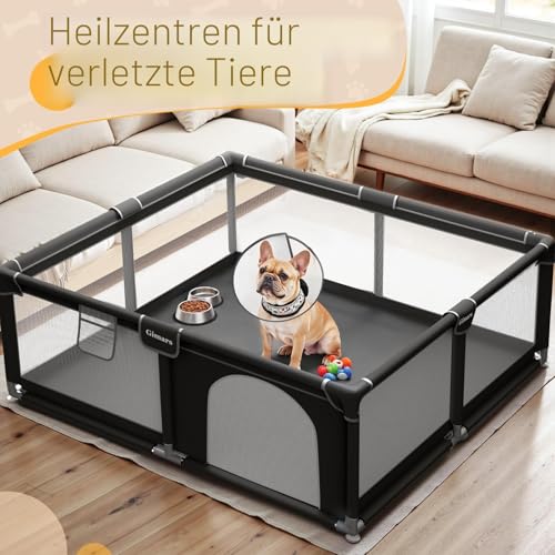 127x127x66 cm Welpengehege Mit Tür, Hundespielgehege Für Welpen Oder Kleine Hunde, Stabiles Sicherheitszaungehege Mit Dickem Stoff, Robustem Nylonnetz, Maschinenwaschbar