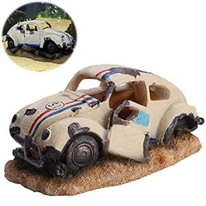 Pssopp Simulatie Hars Auto Aquarium Decoraties Simulatie Beschadigd Auto Onderdak Aquarium Ornamenten Decor, Standaard