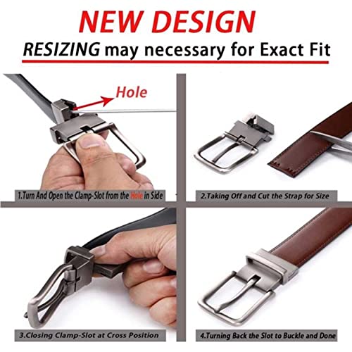 Image of USL Synthetic Leather Reversible Belt for Men, Black and Brown, Dual-Sided Design