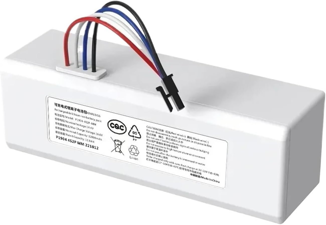 14.4V 12800mAh P1904-4S1P-MM Vacuum Cleaner Li Ion Battery,Compatible for Xiaomi Mijia 1C STYTJ01ZHM Robot Vacuum Mop Cleaner Accessories Parts(3500)