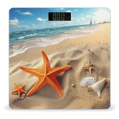 Báscula digital de baño con diseño estrella de mar miniatura 1