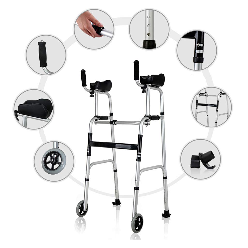 Estándares y Ligeros Andador Plegable Regulable en Altura | Caminante para Ancianos con 4 Ruedas | Rollator de Aluminio Ligero