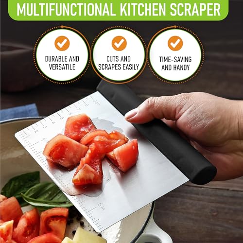 Image of Spring Chef Stainless Steel Bench Scraper & Bowl Scraper Set for Baking