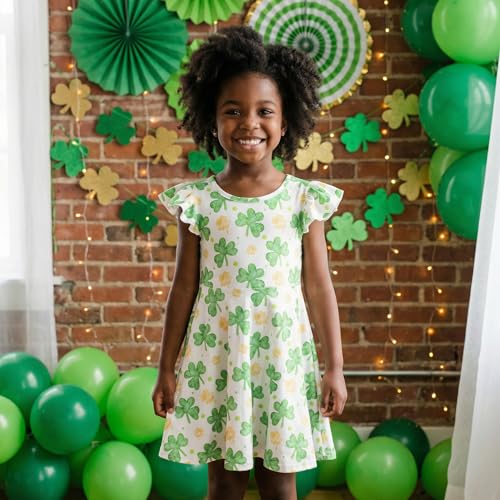 Image of Unique Baby Girls' Short Sleeve Everyday Printed Dresses for Kid and Toddler, Sizes 2T-12Y