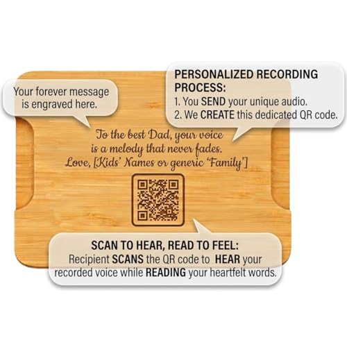 Tablas de cortar personalizadas para papá, regalo de Navidad personalizado con grabado y código QR, tabla para barbacoa con soporte antideslizante de bambú miniatura 7
