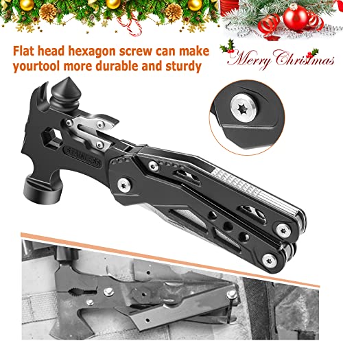 16 In 1 Multitool Hammer, 19 Tools Camping Accessories, Portable Survival Gear With Durable Sheath, 3-In-1 Function With Fire Starter, Gifts For Men #TOP3