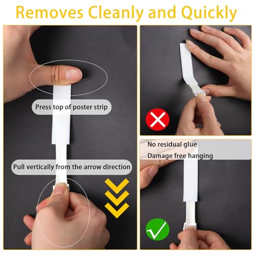 Image of 24 Pairs Picture Hanging Strips Heavy Duty, 48 Strips Picture Hangers Removable Wall Hangers Without Nails for Frames Mounting Wall Decor Refill Adhesive Poster Strips