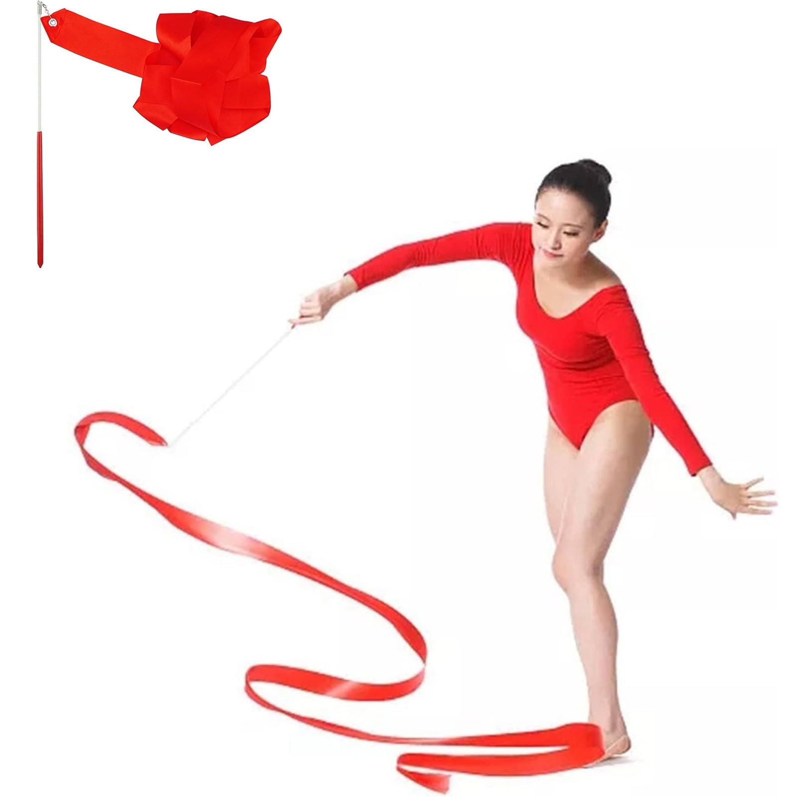 # Ruban de danse 4 m pour gymnastique, art rythmique et ballet (rouge, taille unique)