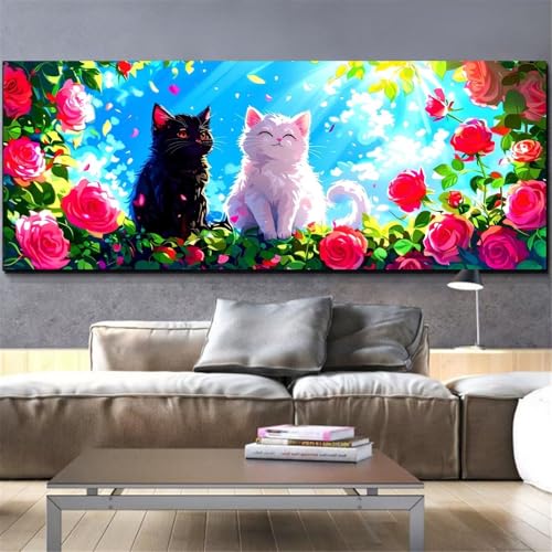 Broderie diamant adulte chat 50x150cm pour réduire le stress par l'art thérapie
