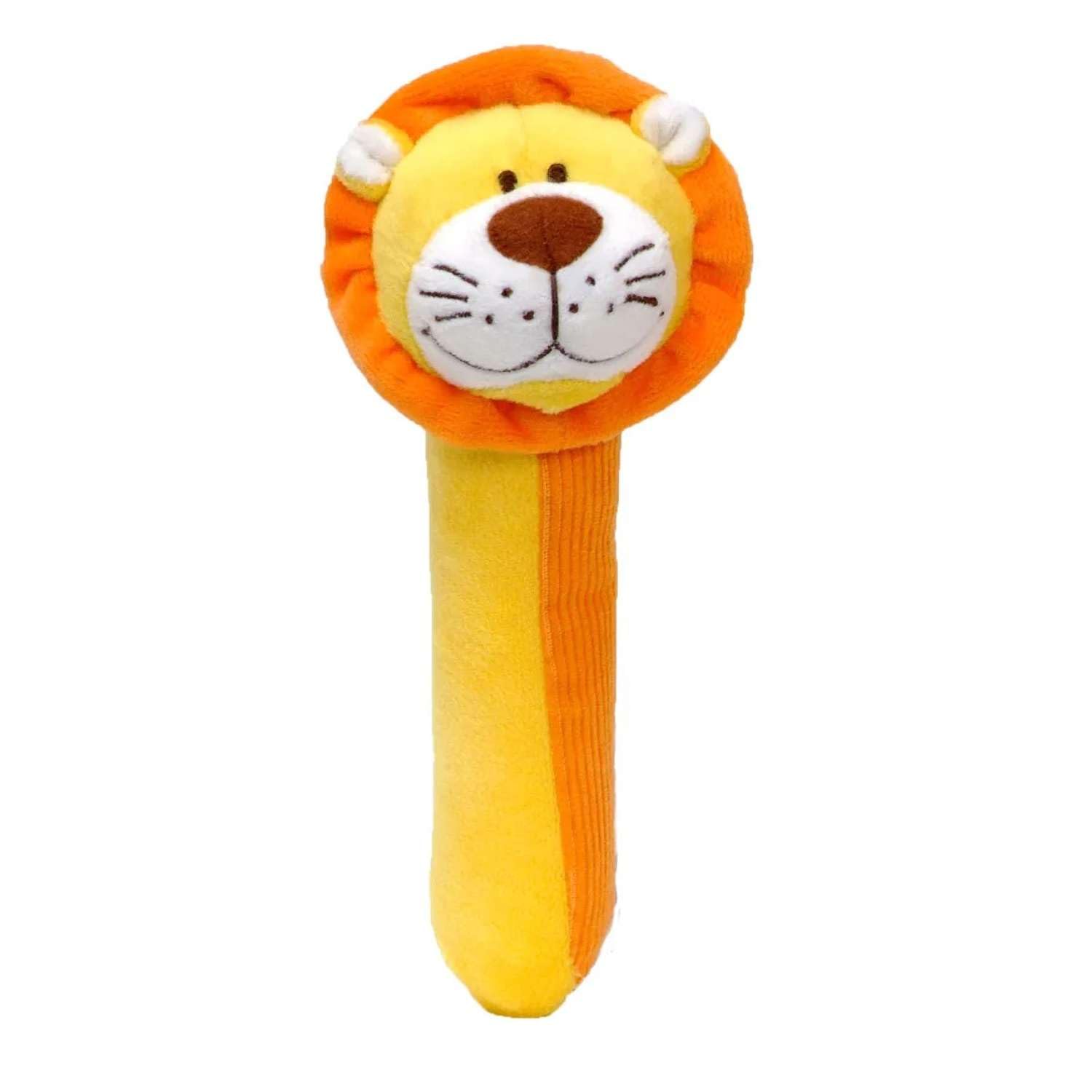 Lion Baby Sensory Rattle by Fiesta Crafts- Squeakaboo Squeaker Toy Rattle for Newborn Baby Toys - Made of ??Soft Plush & Corduroy for - Fun, Interactive, & Colourful Rattles for Babies — image 1