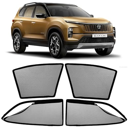 Image of AutoStory Magnetic Car Sunshade for Safari 2022-2025 | Front Half Cut for Mirror Visibility + Rear Full Coverage with Zipper | Heavy Heat & UV Protection | Privacy Side Window Curtains Shades