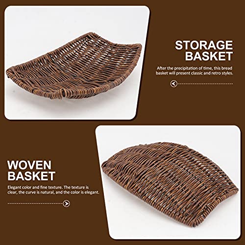 DOITOOL Cesta de armazenamento feita à mão com imitação de ratã, suporte retrô para exibição de pão