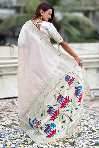 Image of SGF11 Women's Paithani Soft Lichi Silk Kanjivaram Sarees With Blouse Piece