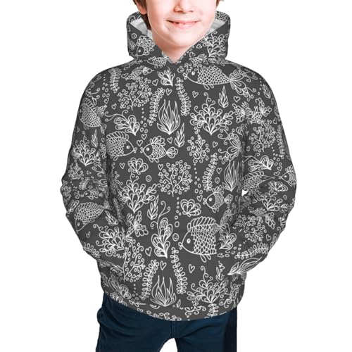 Ocean with Fishes Kid Hoodies Boys Sweatshirts Girls Pullover with Pocket3