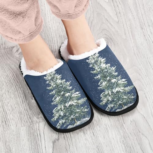 Green Snow Christmas Tree Slippers For Women Men Soft Memory Foam Non-Slip Festival Winter Indoor House Shoes Travel Slipper4
