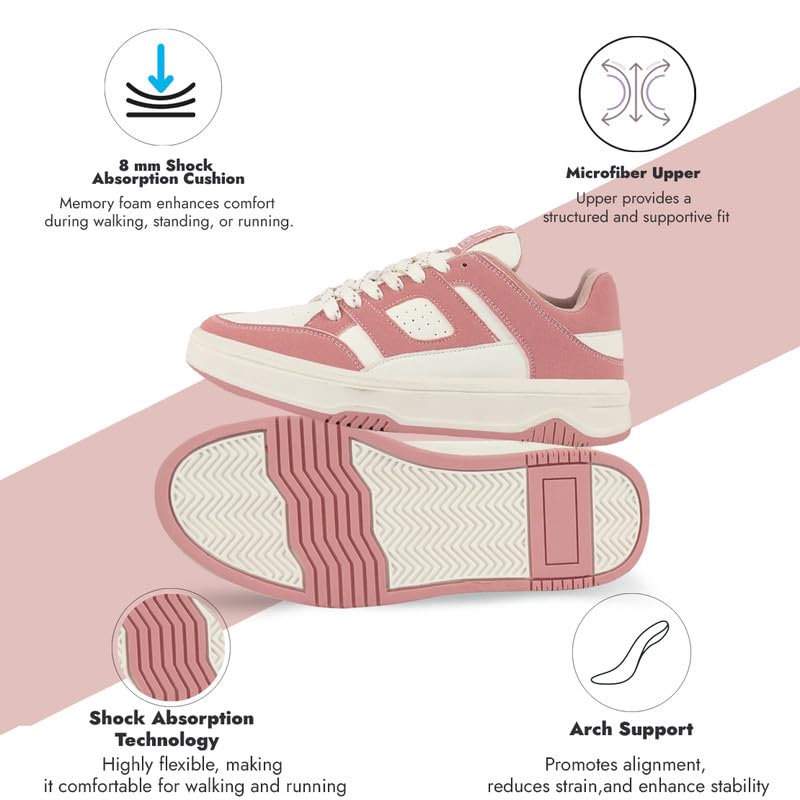 Image of FAUSTO Women Colorblocked Low Top Casual Shoes | Classic Lace-up Dress Sneakers | Memory Cushioned Insole