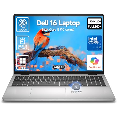 Dell 2026 16 Laptop Touchscreen Computer, 16' FHD+ Touch Screen Business Laptop PC, Intel Core 7 (10-Core, i7-1355U), 32GB DDR5 1TB SSD Windows 11 Pro, Backlit Keyboard 10-Key,Fingerprint,Wi-Fi 6E