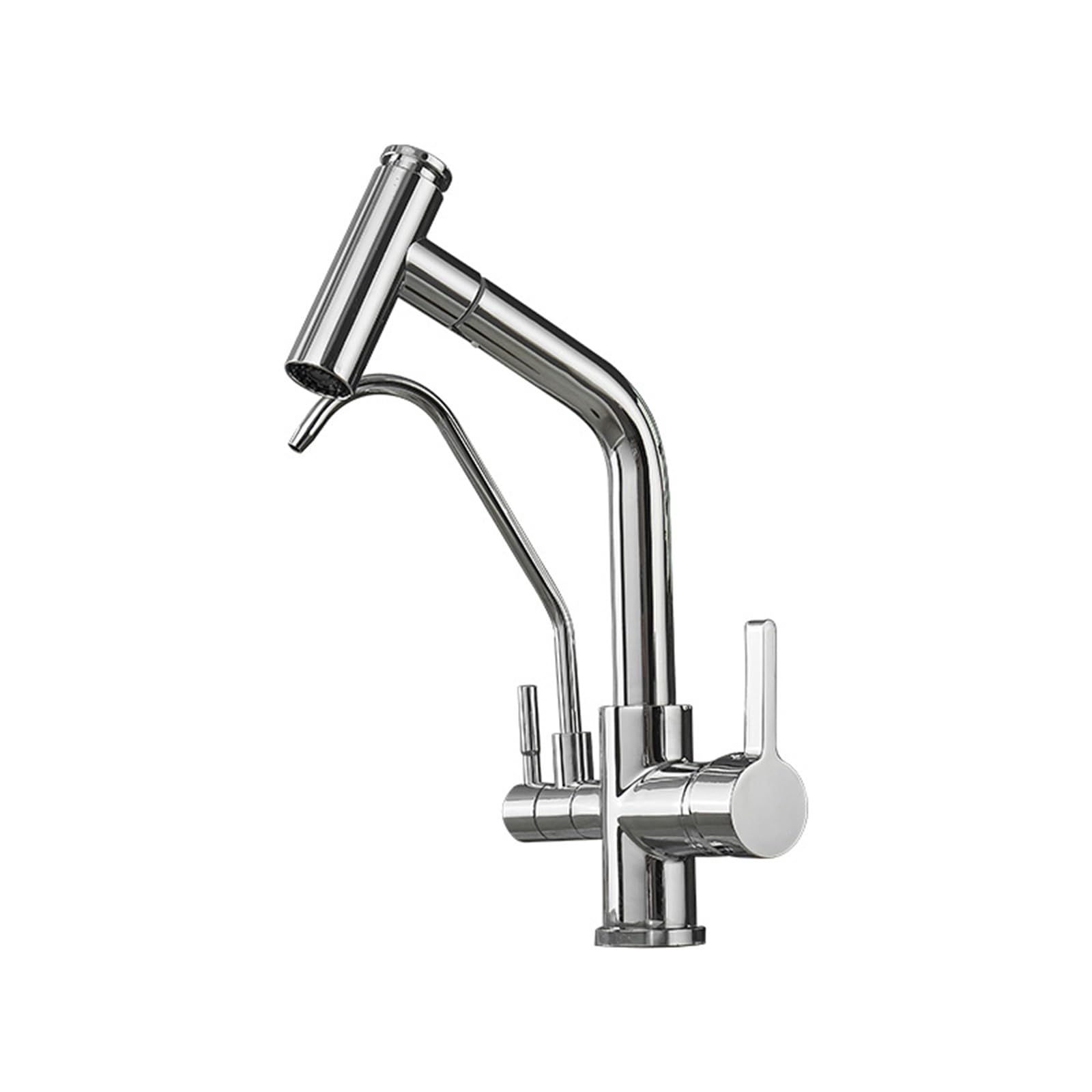 BHFPFZA 3-Way Kitchen Faucet with Pull-Out Sprayer Brushed 3-in-1 Water Filter Tap Dual Mode Mixer Tap for Kitchen Sink Drinking Water Purifier Easy Installat