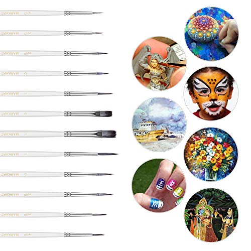 MARKART 12 Pieces Fine Detail Paint Brush Miniature Painting Brushes Kit Mini Paints Brush Set for Acrylic, Watercolor, Oil,  Art, Face, Nail, Scale, Model Line Drawing, Paint by Numbers - Thumbnail 7