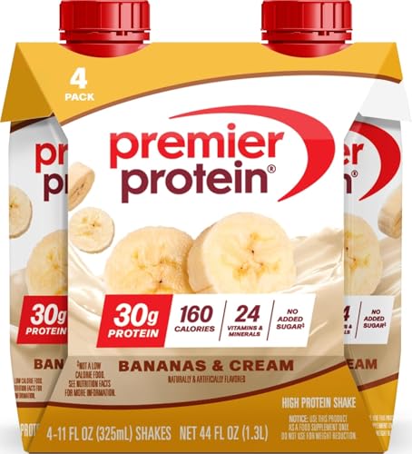 Premier Protein 30g High Protein Shake, Bananas &amp; Cream, 4 Pack