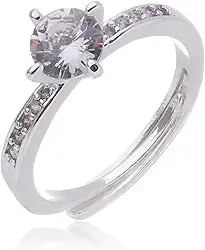 Anel Solitário Ajustável Banhado a Prata