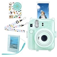 Housse Paillettes Violette Instax Mini 12 – Étui Transparent Avec Bandoulière, Pochette Photo & Stickers DIY